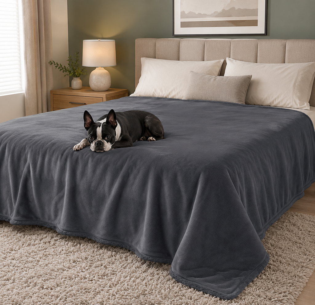 Waterproof Dog Pee Blanket – Premium Sherpa Fleece Reversible Furniture Protector