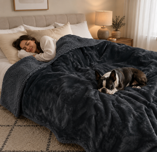 Waterproof Dog Pee Blanket – Premium Sherpa Fleece Reversible Furniture Protector